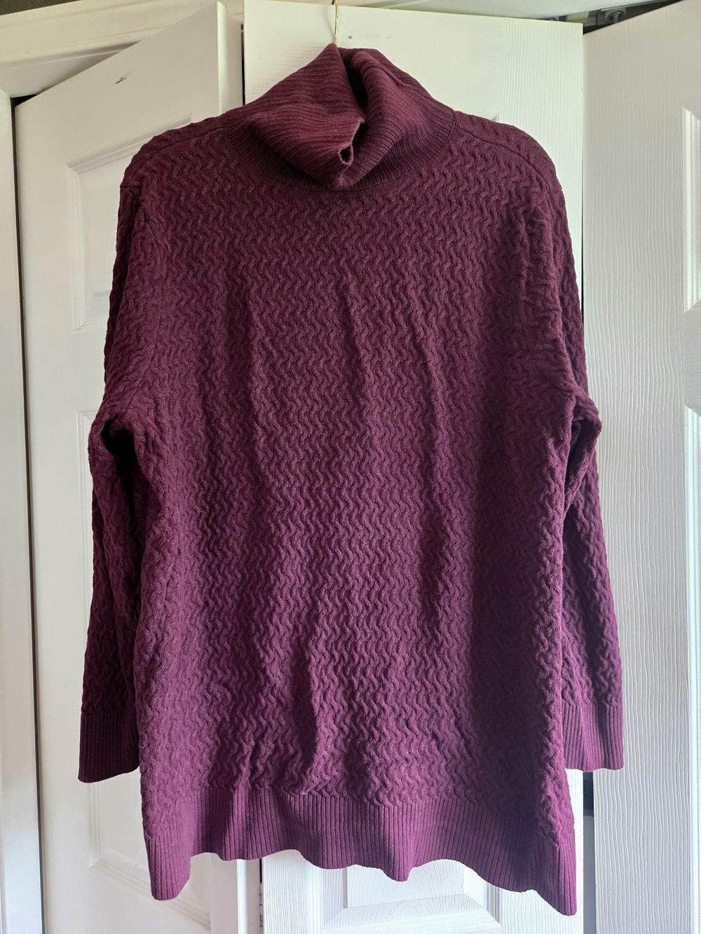 LANDS' END Cable Turtle Neck Sweater in Plum 2X